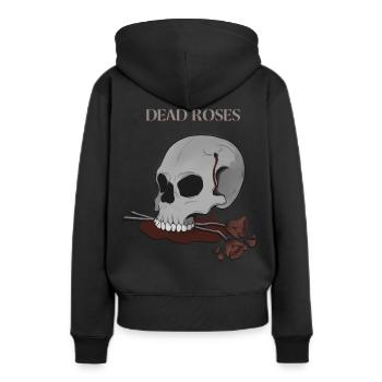 Blutiger Schädel mit toten Rosen - Frauen Premium Bio Hoodie - Schwarz - Hinten - Julia (174cm)