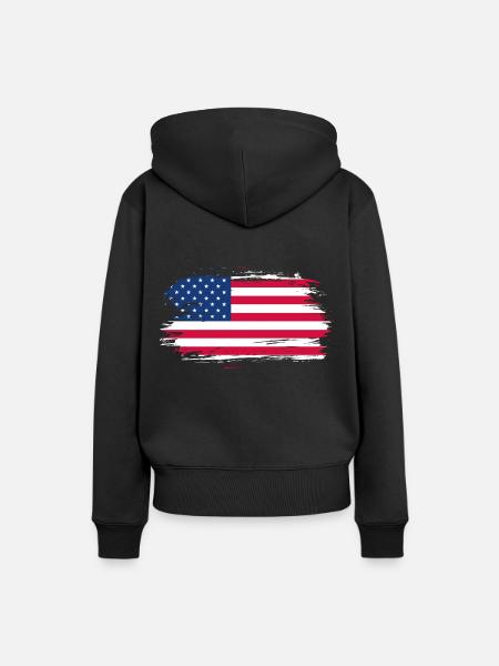 USA Flagge Geschenkidee - Frauen Premium Bio Hoodie - Schwarz