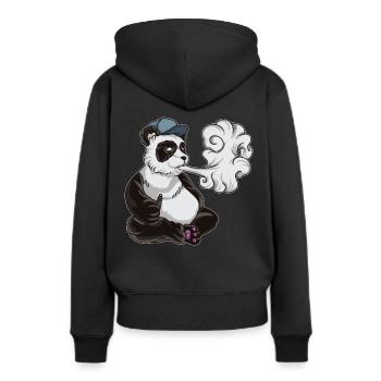 Vaping Panda Bear Illustration | Animal Vape - Frauen Premium Bio Hoodie - Schwarz - Hinten - Julia (174cm)