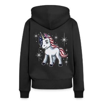 Americorn | Patriot Unicorn Independence Day USA - Sweat à capuche Premium bio Femme - noir - Dos - Julia (174cm)