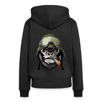 Singe Gorille soldat de cigares soldat soldat cadeau - Sweat à capuche Premium bio Femme - noir - Dos - Julia (174cm)