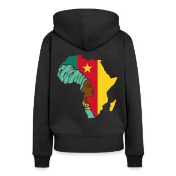 Cameroun Cameroun Drapeau Afrique Patrimoine ethnique - Sweat à capuche Premium bio Femme - noir - Dos - Julia (174cm)
