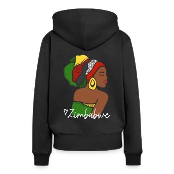 Zimbabwe Zim Simbabwe Afrika Flagge Black Heritage - Frauen Premium Bio Hoodie - Schwarz - Hinten - Julia (174cm)