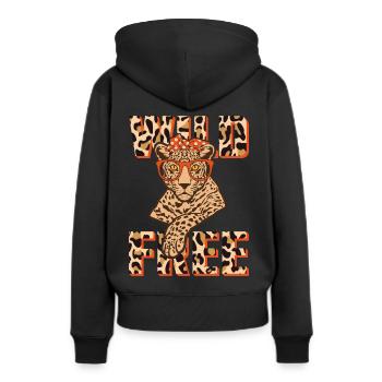 Leopard Wild und kostenlos - Frauen Premium Bio Hoodie - Schwarz - Hinten - Julia (174cm)