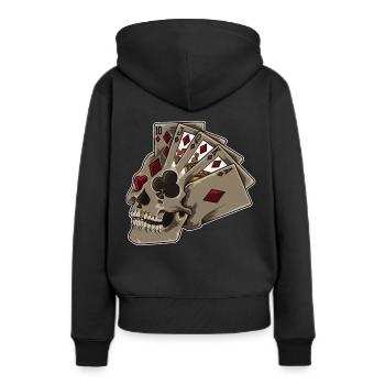 Crâne de poker | Dealer Zocker Lucky Jackpot - Sweat à capuche Premium bio Femme - noir - Dos - Julia (174cm)