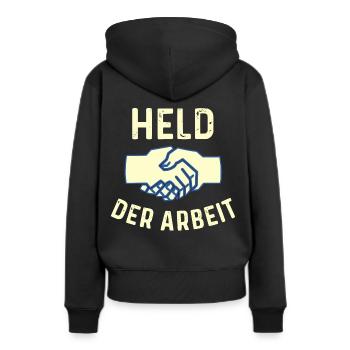 RDA - Héros du travail - Communiste - Sweat à capuche Premium bio Femme - noir - Dos - Julia (174cm)