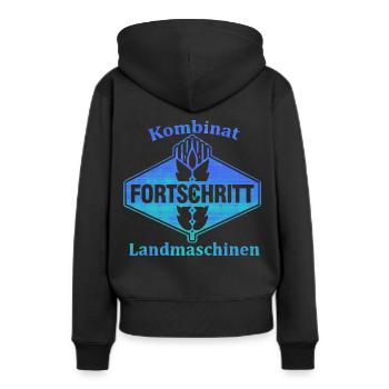 DDR FORTSCHRITT - Landmaschinen Ostalgie - Frauen Premium Bio Hoodie - Schwarz - Hinten - Julia (174cm)