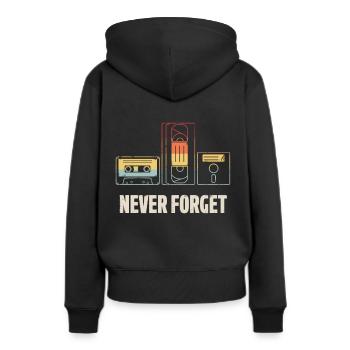 Never forget Video Floppy Disc Audio Cassette - Frauen Premium Bio Hoodie - Schwarz - Hinten - Julia (174cm)
