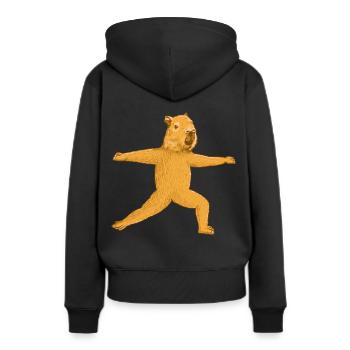 Exercice de yoga Capybara - Sweat à capuche Premium bio Femme - noir - Dos - Julia (174cm)
