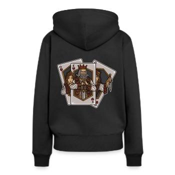 Spielkarten erwachen zum Leben | Kartengeber Glück - Frauen Premium Bio Hoodie - Schwarz - Hinten - Julia (174cm)