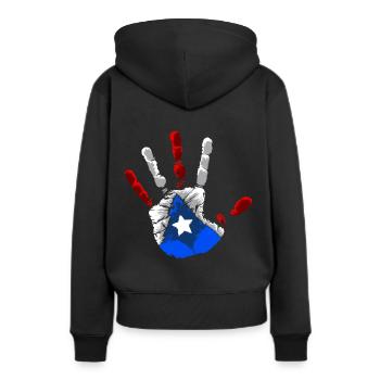 Puerto Rico Hand Print - Boricua Flag - Women’s Premium Organic Hoodie - black - Back - Julia (174cm)