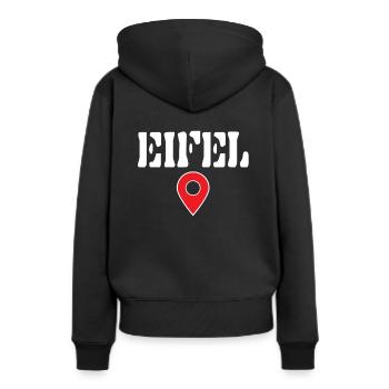 Eifel Standort,Symbol Landkarte Eifeler Shirt - Frauen Premium Bio Hoodie - Schwarz - Hinten - Julia (174cm)