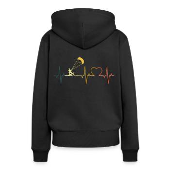 Retro Kitesurfer Heartbeat Kitesurf Kiteboarding - Sweat à capuche Premium bio Femme - noir - Dos - Julia (174cm)