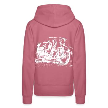 Schwalbe KR51 - LOW - used look - Design - Frauen Premium Bio Hoodie - Malve - Hinten - Isabella (175cm)