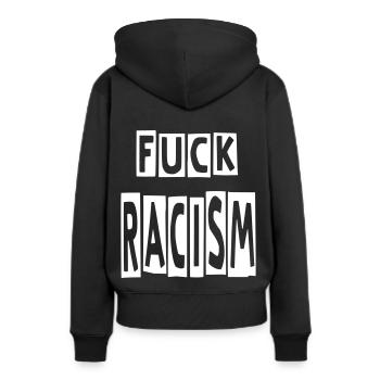 CONTRE LE RACISME BAISE LE RACISME - Sweat à capuche Premium bio Femme - noir - Dos - Julia (174cm)