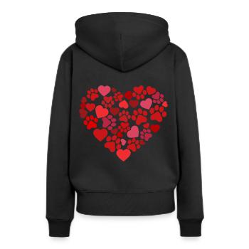 Hundepfoten und herzen Valentinstag - Frauen Premium Bio Hoodie - Schwarz - Hinten - Julia (174cm)