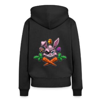 Lapin de Pâques Pirat - Corsaire sous pavillon de Lapin - Sweat à capuche Premium bio Femme - noir - Dos - Julia (174cm)
