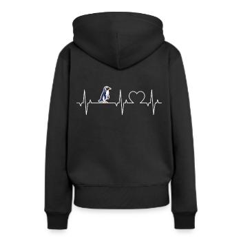 Pinguin Herzschlag Pinguine Herz EKG Pinguin - Frauen Premium Bio Hoodie - Schwarz - Hinten - Julia (174cm)
