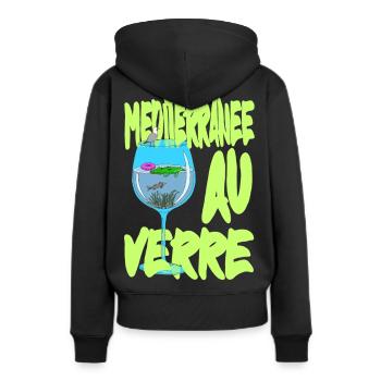 Méditerranée au Verre - Suréalisme petiteToulon - Sweat à capuche Premium bio Femme - noir - Dos - Julia (174cm)