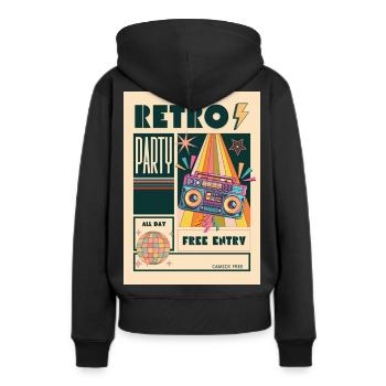 Retro-Party-Boombox-Neon - Frauen Premium Bio Hoodie - Schwarz - Hinten - Julia (174cm)