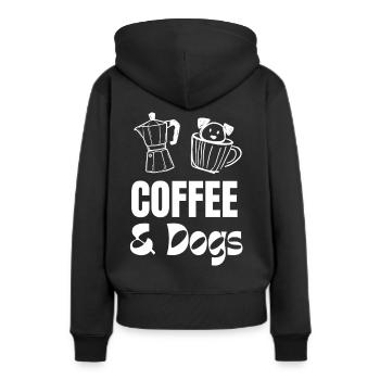 Motif du café et des chiens - Sweat à capuche Premium bio Femme - noir - Dos - Julia (174cm)