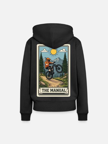 Manual-Trick im Mountainbike-Trail - Frauen Premium Bio Hoodie - Schwarz