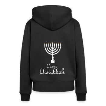 Hanoukka Judaïsme Juif Juif Juif Hanouka - Sweat à capuche Premium bio Femme - noir - Dos - Julia (174cm)
