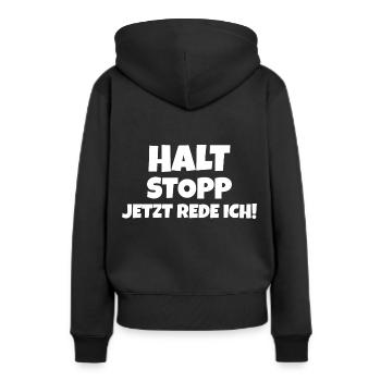 Halt Stopp jetzt rede ich Andreas - Frauen Premium Bio Hoodie - Schwarz - Hinten - Julia (174cm)