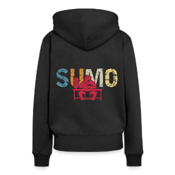 Sumo - Frauen Premium Bio Hoodie - Schwarz - Hinten - Julia (174cm)