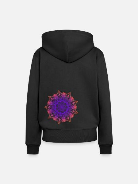 Buntes Mandala Farben Ethno Kunst Symbol Geschenk - Frauen Premium Bio Hoodie - Schwarz