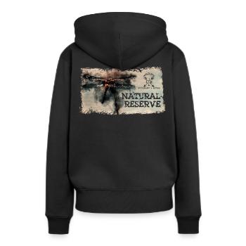 Serie "NATURSCHUTZGEBIET" - Odonate - Frauen Premium Bio Hoodie - Schwarz - Hinten - Julia (174cm)