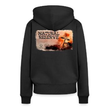 Serie "NATURSCHUTZGEBIET" - Mykene - Frauen Premium Bio Hoodie - Schwarz - Hinten - Julia (174cm)