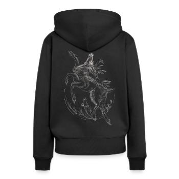 hirsch - Frauen Premium Bio Hoodie - Schwarz - Hinten - Julia (174cm)