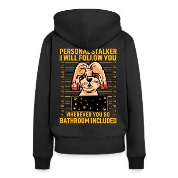 Shih Tzu Stalker - Sweat à capuche Premium bio Femme - noir - Dos - Julia (174cm)