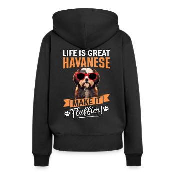La vie est belle, le bichon havanais la rend plus moelleuse - Sweat à capuche Premium bio Femme - noir - Dos - Julia (174cm)