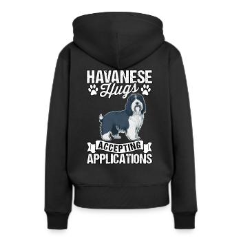 Havanese Hugs Accepting Applications - Frauen Premium Bio Hoodie - Schwarz - Hinten - Julia (174cm)