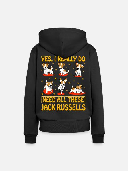 Yes I really do need all these Jack Russells - Dame Premium hoodie, økologisk bomuld - sort