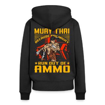 Muay Thai, weil dir die Munition ausgehen könnte - Frauen Premium Bio Hoodie - Schwarz - Hinten - Julia (174cm)