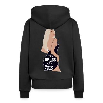 Es ist ein Kleid, kein Ja - Frauen Premium Bio Hoodie - Schwarz - Hinten - Julia (174cm)