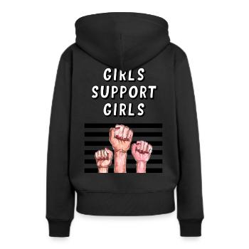 Mädchen unterstützen Mädchen - Frauen Premium Bio Hoodie - Schwarz - Hinten - Julia (174cm)