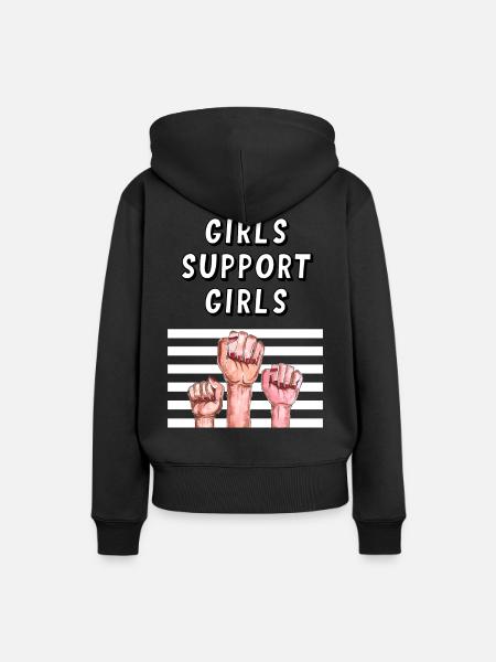 Mädchen unterstützen Mädchen - Frauen Premium Bio Hoodie - Schwarz