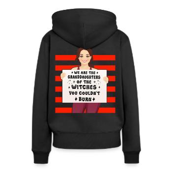 Wir sind die Enkelinnen der Hexen, ihr - Frauen Premium Bio Hoodie - Schwarz - Hinten - Julia (174cm)