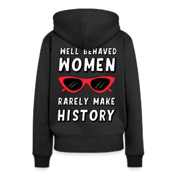Gut erzogene Frauen schreiben selten Geschichte - Frauen Premium Bio Hoodie - Schwarz - Hinten - Julia (174cm)
