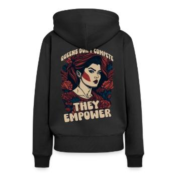 Königinnen treten nicht an, sie ermächtigen - Frauen Premium Bio Hoodie - Schwarz - Hinten - Julia (174cm)