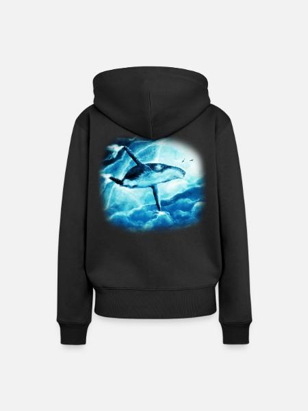 Blauwal - Frauen Premium Bio Hoodie - Schwarz