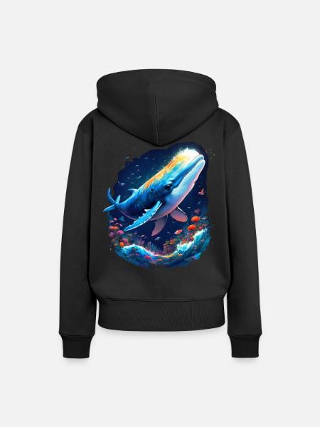 Blauwal - Frauen Premium Bio Hoodie - Schwarz