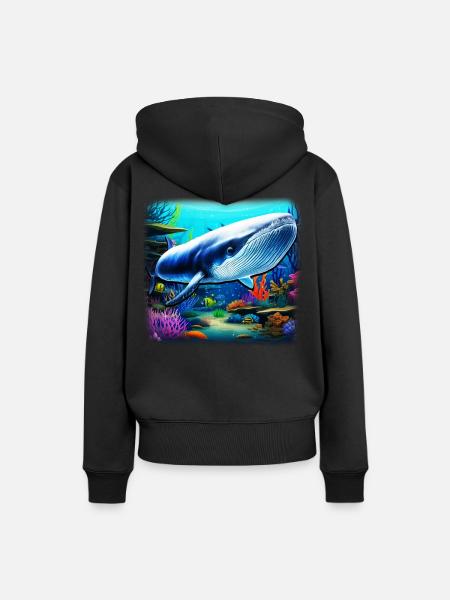 Blauwal - Frauen Premium Bio Hoodie - Schwarz