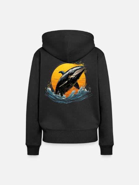 Blauwal - Frauen Premium Bio Hoodie - Schwarz