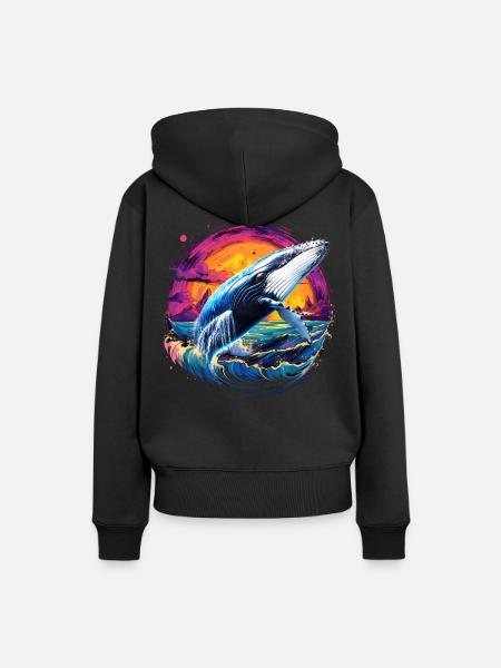 Blauwal - Frauen Premium Bio Hoodie - Schwarz