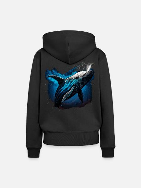 Blauwal - Frauen Premium Bio Hoodie - Schwarz
